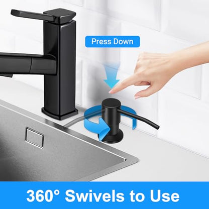 Soap Dispenser Kitchen Sink, Sink Soap Dispenser, 47" Extension Tube kit, Dish Soap Dispenser Pump, No Need More Refills (Black) - color: Black