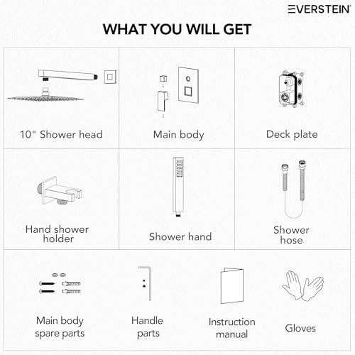 10 Inch High Pressure Rainfall Shower System with Handheld Spray, Wall Mount Bathroom Shower Faucet Set with Valve (Matte Black) - color: Matte Black