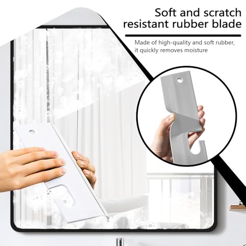 3 Pieces Mini Soft Silicone Window Squeegee, Hand Water Scraper with Hanging Hole, Small Mirror Cleaning Squeegee for Shower Glass Car Bathroom Dink Countertop (Gray) - color: Gray