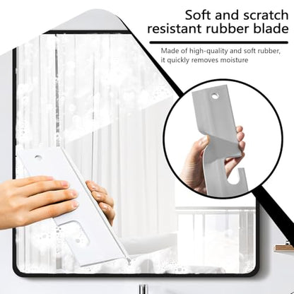 3 Pieces Mini Soft Silicone Window Squeegee, Hand Water Scraper with Hanging Hole, Small Mirror Cleaning Squeegee for Shower Glass Car Bathroom Dink Countertop (Gray) - color: Gray