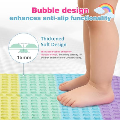 Silicone Push Pop Bath Mat – 33"x17.3" Extra Large Rainbow Bathtub Mat with 391 Suction Cups, CPC Certified Non-Slip Sensory Toy, Calming Stress Relief for Bath Time - color: 33x17.3"--rainbow