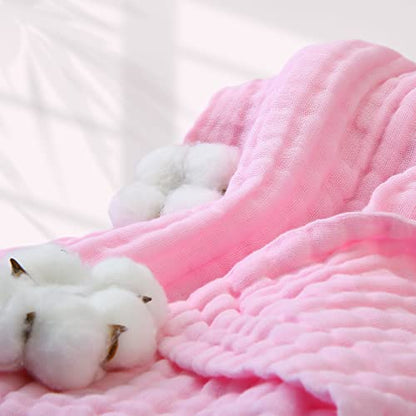 Baby Bath Towels, Super Soft Cotton Receiving Blanket for Baby's Delicate Skin,2Pack Swaddle Blanket for Newborns Toddlers Boy Girl,Baby Registry as Shower (White+Pink) - color: White+pink