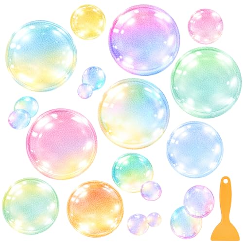 Fullhawl 15 Pcs Watercolor Bubble Non Slip Bathtub Stickers Watercolor Bubble Anti Slip Shower Stickers Shower Floor Nonslip Sticker Applique Adhesive Decals with Scraper for Bathtub Bathroom Floor - style: Watercolor Bubble