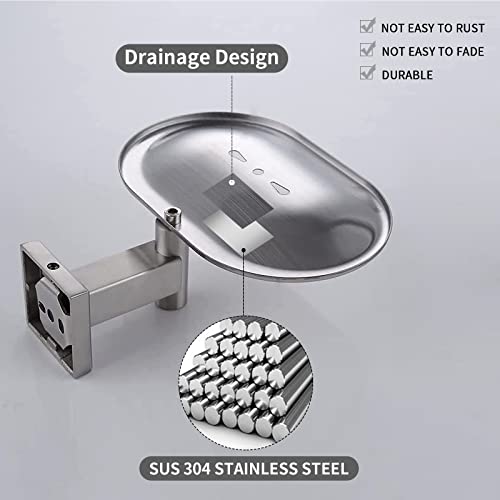 Leyden Bathroom Toilet Soap Dish, Silver Soap Holder for Shower Stainless Steel Wall Mount Brushed Nickel Finish Rustproof