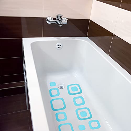 20 Pieces Adhesive Square Bath Treads Non-Slip Bathtub Stickers Non Slip Traction to Tubs Bathtub Stickers Adhesive Decals Appliques for Bath Tub Showers, Pools, Boats, Stairs (Blue) - color: Blue