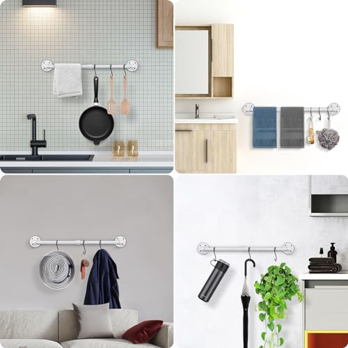 Industrial Pipe Towel Rack Towel Bar, Heavy Duty Wall Mounted Rustic Farmhouse Bath Towel Holder for Bathroom (White, 24 inch) - color: White, size: 24 inch