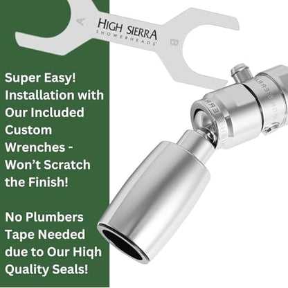 High Sierra® - CLASSIC™ Solid Lead-Free Metal 1.25 GPM Award Winning. Ultra Low Flow Shower Head with Trickle Valve. Patented Nozzle Never Clogs - Polished Chrome Finish - color: Chrome, size: 1.25 GPM