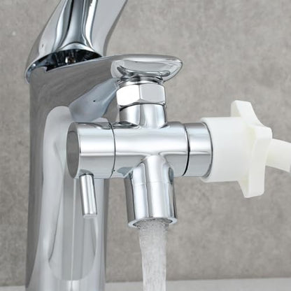 Sink Faucet Valve Brass 3-Way Diverter Splitter M22-M24 G1/2 Adaptor - color: Metal Sliver with 3 Adapters