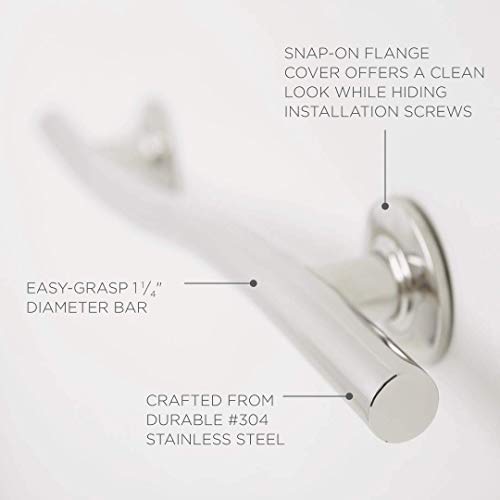 Seachrome 18 inch Bathroom Wave Grab Bar Polished Finish - color: Polished, size: 18