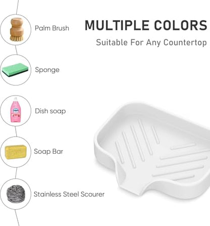 LANKIN Soap Holder Tray, White Kitchen Sink Organizer with Drainage, 2-Pack