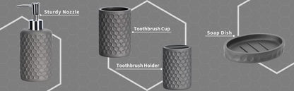 Bathroom Accessory Set, 6 Piece Grey Bathroom Accessories Set with Trash Can, Toothbrush Holder, Toothbrush Cup, Soap Dispenser, Soap Dish, Toilet Brush with Holder, Trash Can, Light Gray - color: Cool Gray
