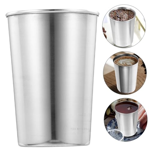 Healifty Stainless Steel Water Cup Tumbler for Beverages Mouthwash and More Stylish Silver Design for Home Parties and Washrooms - size: 8.50X6.00X6.00CM