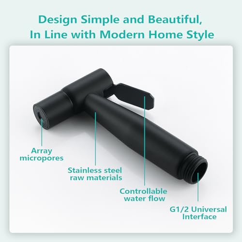 BARROCK 2 Pack Bidet Sprayer Head Only, Stainless Steel Handheld Shattaf Jet Spray for Toilet, Baby Cloth Diaper Sprayer with Adjustable Water Pressure Control, Matte Black - color: Matte Black