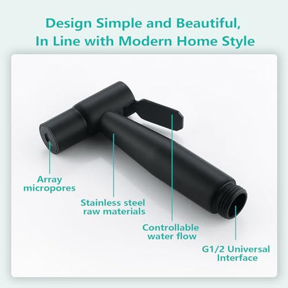 BARROCK 2 Pack Bidet Sprayer Head Only, Stainless Steel Handheld Shattaf Jet Spray for Toilet, Baby Cloth Diaper Sprayer with Adjustable Water Pressure Control, Matte Black - color: Matte Black
