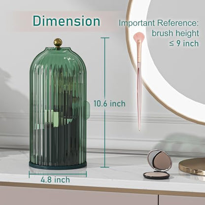 GAXmi Makeup Brush Holder with Lid Rotating Cosmetic Organizer, All Green | 360 Rotation, Waterproof, Dustproof, Moistureproof - color: Green