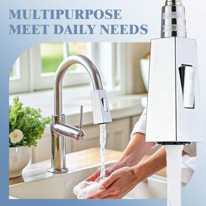 Square Kitchen Faucet Head Replacement Part, G1/2 (13/16" Male Thread) Pull Down Pull Out Sink Sprayer Nozzle, 2-Mode Stream & Spray Tap Spout Only, Splash-Free & Anti-Clog, Chrome - color: High Pressure Spray Head - Chrome