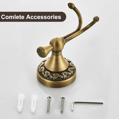 Brass Towel Hook, Antique Brass Bathroom Robe Hooks, Double Rustic Towel Hooks Bath Farmhouse Coat Clothes Hook Wall Mounted for Bathroom Kitchen Washroom Bedroom - color: Brass