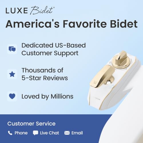 LUXE Bidet NEO 320 PLUS - Warm Water Bidet Attachment for Toilet, Gold | Non-Electric, Warm Water, Dual Nozzle, Slide-In Install, 360° Self-Clean, EZ-Lift to Clean, Feminine & Rear Wash - color: Gold