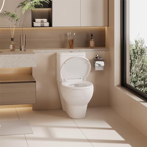 Round Slow Close Toilet Seat - Quiet Close Lid, Quick Release, Easy Install, Non-Slip Bumpers, White Bathroom Toilet Seat Cover - Easy Clean, Soft Close - size: Round