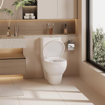 Round Slow Close Toilet Seat - Quiet Close Lid, Quick Release, Easy Install, Non-Slip Bumpers, White Bathroom Toilet Seat Cover - Easy Clean, Soft Close - size: Round