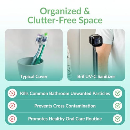 UV-C Toothbrush Sanitizer and Holder, Wall Mounted, Rechargeable | 30-Day Battery, Magnetic Wall Mount, Fits Electric and Manual Brushes, Portable Travel Case, Auto-Shutoff - color: Black
