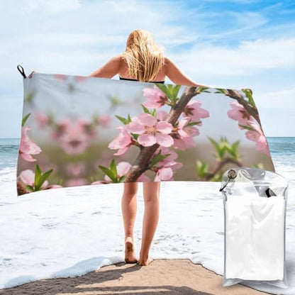 Peach Blossoms Full of Branches Quick Dry Bath Towels - Super Soft Bath Towels for Home, Spa, Gym, Travel - color: Peach Blossoms Full of Branches, size: 31.5"x63"