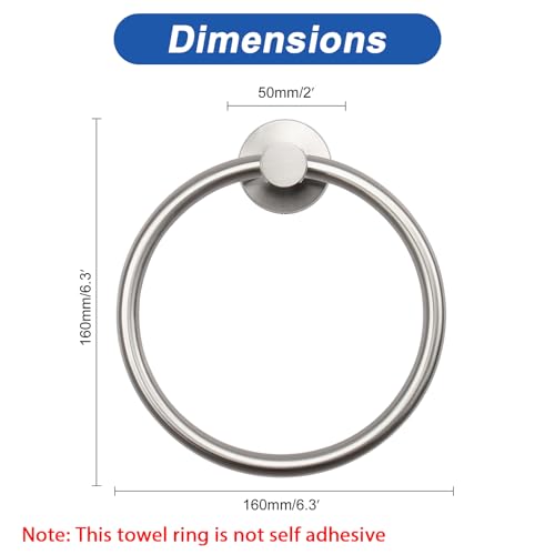 NearMoon Bath Towel Ring, Bathroom Hardware Accessories-Thicken Stainless Steel Hand Towel Holder for Bathroom, Modern Round Towel Hanger Wall Mounted (Brushed Nickel, 1 Pack) - color: Brushed Nickel