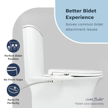 LUXE TS1008E Slow Close Elongated Comfort Fit Toilet Seat, White | with Slow Close, Quick Release Hinges, and Non-Slip Bumpers - size: Elongated