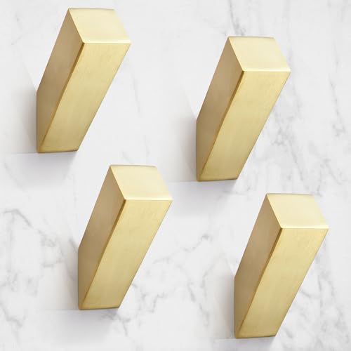 NINETREX Gold Towel Hooks, Square Wall Mounted, Brushed Gold 4 Pack | Modern SUS 304 Stainless Steel, Heavy Duty, Rustproof, Scratch Resistant, for Bathroom Kitchen Entryway - color: Gold, size: 4 Pack