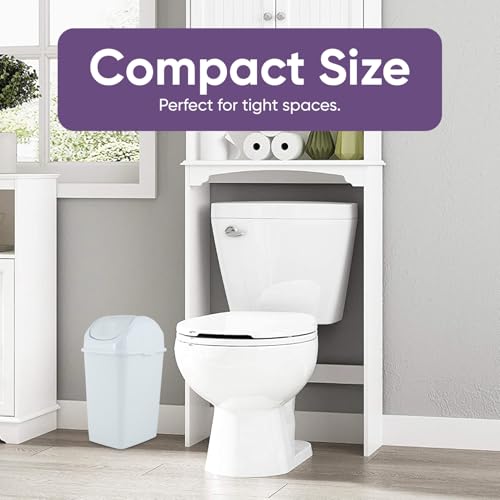 Superio Medium Trash Can with Lid 4.5 Gallon Plastic Swing Top Garbage Can Slim Waste Bin for Under Sink/Cabinet, Laundry Room, Kitchen, Office, Bedroom, Bathroom, College Dorm, 18 Qt, White - size: 4.5 Gallon, style: 1 Pack