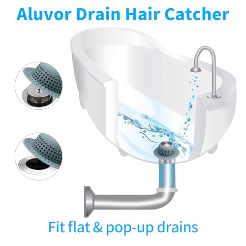 Aluvor Shower Drain Hair Catcher Bathtub Drain Cover Sink Drain Protector | Bathroom Sink & Bathtub Drain Strainer for Pop-Up & Regular Drains, Silver Greyish Blue - color: Silver Greyish Blue