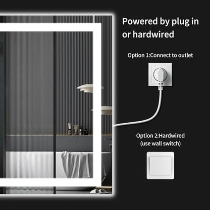 36"x36" LED Bathroom Mirror with Lights, Dimmable, Anti-Fog, Lighted Bathroom Vanity Mirror for Wall, Backlit + Front Lit, Memory Function, Shatter-Proof, Tempered Glass - size: 36"L x 36"W
