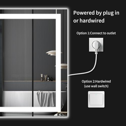 20"x28" LED Bathroom Mirror with Lights, Dimmable, Anti-Fog, Lighted Bathroom Vanity Mirror for Wall, Backlit + Front Lit, Memory Function, Shatter-Proof, Tempered Glass - size: 28"L x 20"W
