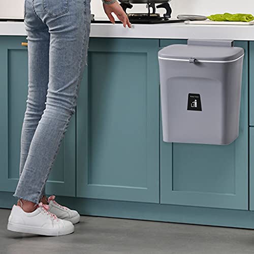 Hanging Trash Bin Wall Mounted Waste Bin Gargabe Waste Can for Bathroom Kitchen (Grey) - color: Grey