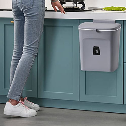 Hanging Trash Bin Wall Mounted Waste Bin Gargabe Waste Can for Bathroom Kitchen (Grey) - color: Grey