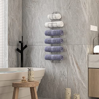 Towel Racks for Bathroom Wall Mounted Metal Wine Rack Towel Shelf Towel Holder for Bath Chrome - color: Chrome