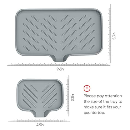 Kitchen Sink Tray,3 Pcs Silicone Sponge Holder for Kitchen Sink Organizer, Kitchen Soap Tray Self Draining Soap Dish for Bathroom - color: Gray-3 Pcs