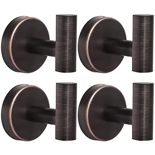 Bathroom Robe Towel Hooks Coat Wall Hook Stainless Steel Heavy Duty Door Hanger Clothes Cabinet Closet Sponges Hook for Bathroom Bedroom Kitchen Hotel Pool 4 Packs (Oil Rubbed Bronze) - color: Oil Rubbed Bronze, size: 4
