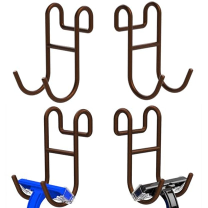 Shower Caddy Hooks, Razor Hanger for Shelf and Loofah (Bronze - 4 Open) - color: Bronze - 4 Open