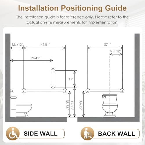 Grab Bar Bundle Black for Commercial Residential Restrooms - ADA Compliance - 304 Stainless Steel -1.5" Diameter - 18", 36", 42" - Pack of 3 - color: Black