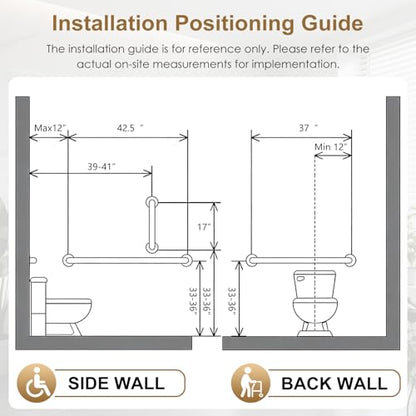 Grab Bar Bundle Black for Commercial Residential Restrooms - ADA Compliance - 304 Stainless Steel -1.5" Diameter - 18", 36", 42" - Pack of 3 - color: Black