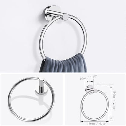 Lairuier Bathroom Hardware Set, 4-Piece Towel Holder Set Include Toilet Paper Holder,Towel Ring and 2 Towel Hooks Stainless Steel Wall Mounted Bathroom Hardware Accessories Set (Polished Chrome) - color: Polished Chrome, size: Set A