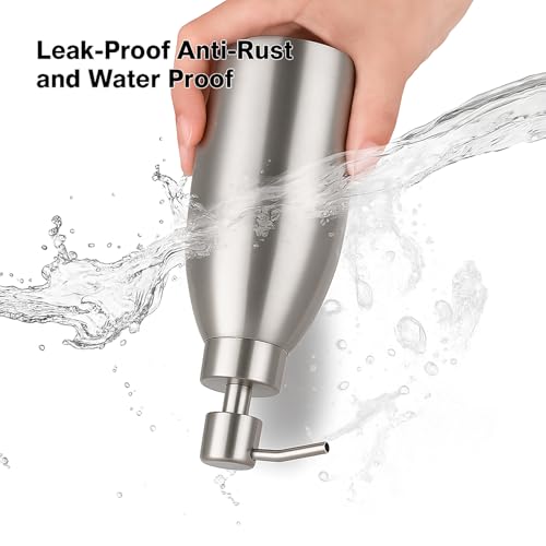 304 Stainless Steel Soap Dispenser 16oz Rust-Proof Liquid Soap Pump Bottle for Kitchen or Bathroom Countertop Hand Dish Lotion Leak-Proof (Stainless Steel) - color: Stainless Steel
