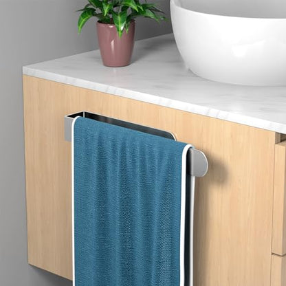 HUFEEOH Hand Towel Holder, Self Adhesive Towel Bar Towel Holder for Kitchen Cabinet, Stainless Steel Bath Towel Holder Stick on Wall - color: Silver, size: 14 Inch