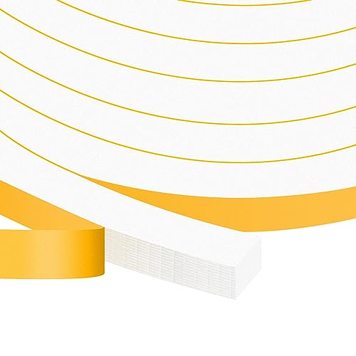 Strong Adhesive Square Foam Weather Stripping for Doors, Large Gaps | Blocks Drafts, Reduces Noise & Vibration, Single-Sided, Easy Install, Removable, No Residue, Fits Door Frames & Windows - color: White, size: 1/2 In x 1/2 In x 13Ft