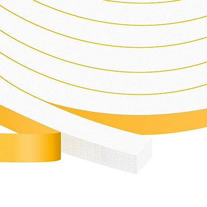 Square Foam Weather Stripping 1/2x1/2in,Strong Adhesive, Large Gaps | Blocks Drafts, Dust, Reduces Noise & Vibration, Single-Sided, Easy Install, Removable, No Residue, Fits Door Frames & Windows - color: White, size: 1/2 In x 1/2 In x 26Ft