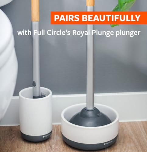 Full Circle Quick Drying Toilet Brush, Bathroom Toilet Brush with Ceramic Holder and Quick-Dry Base for Mold & Mildew Prevention, More Hygienic Toilet Cleaning Scrubber, Replaceable Head, White - color: Starter Kit, style: Toilet Brush