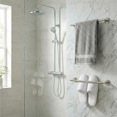 Self Adhesive Towel Bar,16" Brushed Nickel No Drill Bathroom,304SS Towel Rack - color: Brushed Nickel, size: 15.7 Inch
