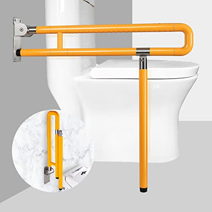 Handicap Grab Bars Rails, 29.5 Inch Foldable Toilet Bar Flip Up Arm Rails with Anti-Slip Grip Shower Assist Aid Safety for Elderly Pregnant Women Disabled Bar (Yellow) - color: Yellow