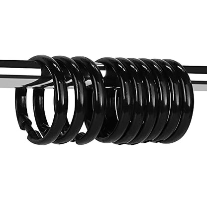 Black Shower Curtain Hooks Rings, 12 Pcs Circular Plastic Shower Curtain Rings for Bathroom, Plastic Shower Curtain Hooks for Shower Curtain Rod, Black Shower Hooks Rings for Shower Curtain - color: Black